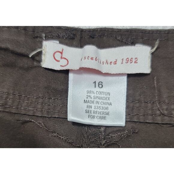 Dressbarn Brown Flat Front Cargo Cropped Pant 16 Lightweight Side Pocket Stretch - Picture 3 of 7